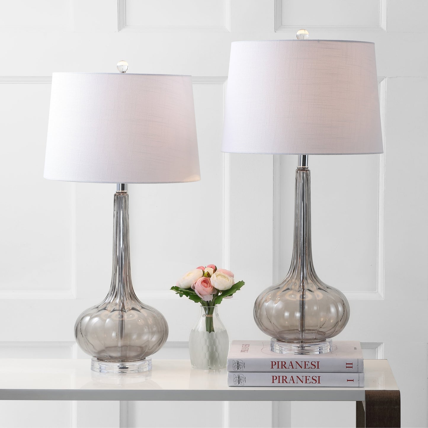 Lampe de table LED en verre en forme de goutte d'eau Diamante 28.5, rose (lot de 2) par JONATHAN Y