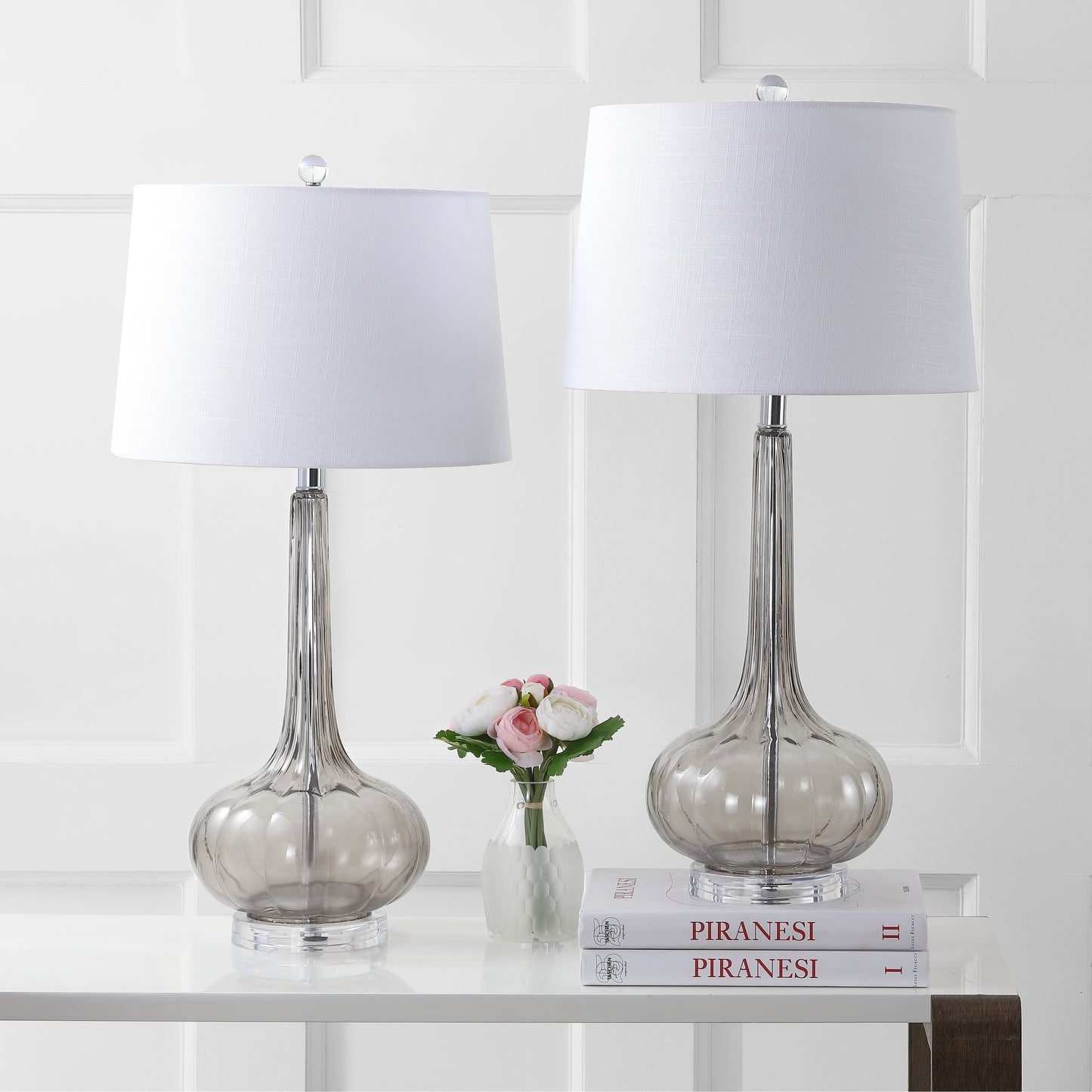 Lampe de table LED en verre en forme de goutte d'eau Diamante 28.5, rose (lot de 2) par JONATHAN Y