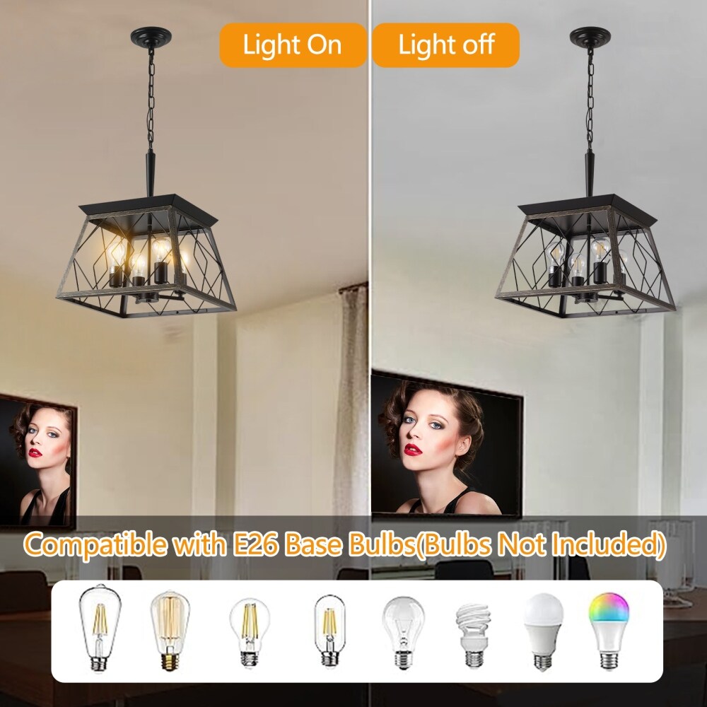 Luminaires à suspension à 4 lumières, style ferme, avec gradation, pour salle à manger, ampoules non incluses.