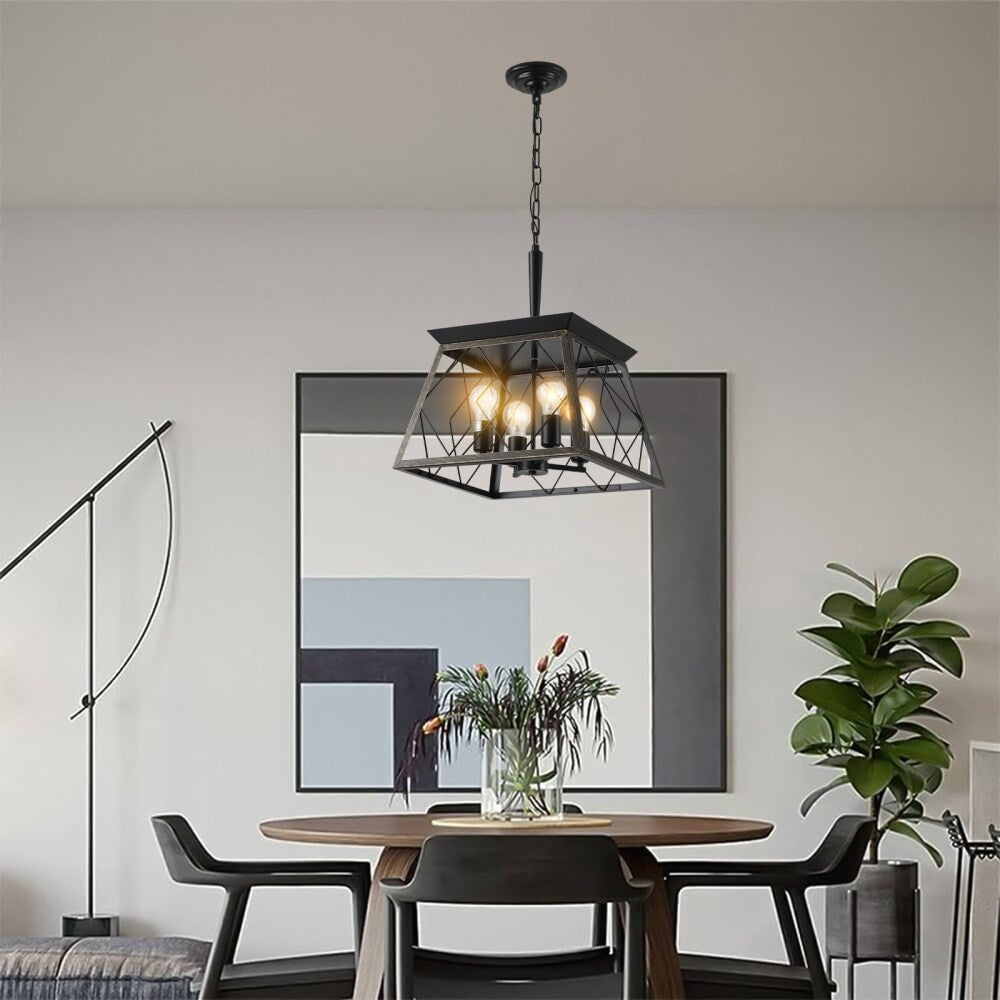 Luminaires à suspension à 4 lumières, style ferme, avec gradation, pour salle à manger, ampoules non incluses.
