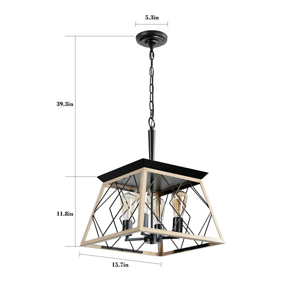 Luminaires à suspension à 4 lumières, style ferme, avec gradation, pour salle à manger, ampoules non incluses.