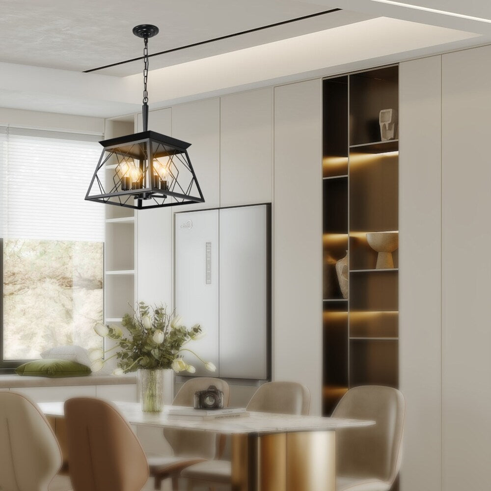 Luminaires à suspension à 4 lumières, style ferme, avec gradation, pour salle à manger, ampoules non incluses.