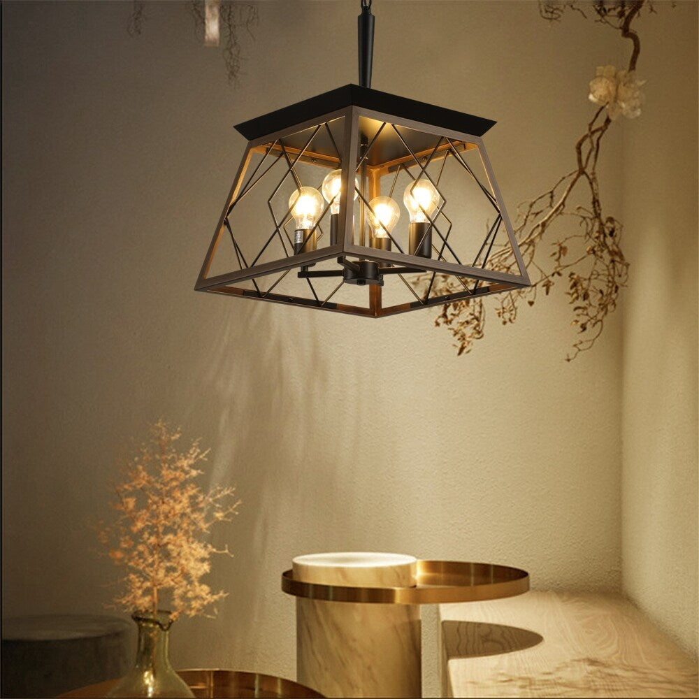 Luminaires à suspension à 4 lumières, style ferme, avec gradation, pour salle à manger, ampoules non incluses.