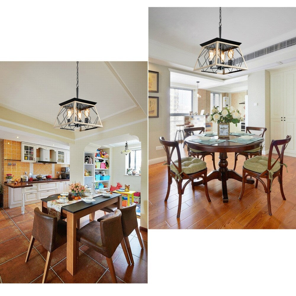 Luminaires à suspension à 4 lumières, style ferme, avec gradation, pour salle à manger, ampoules non incluses.