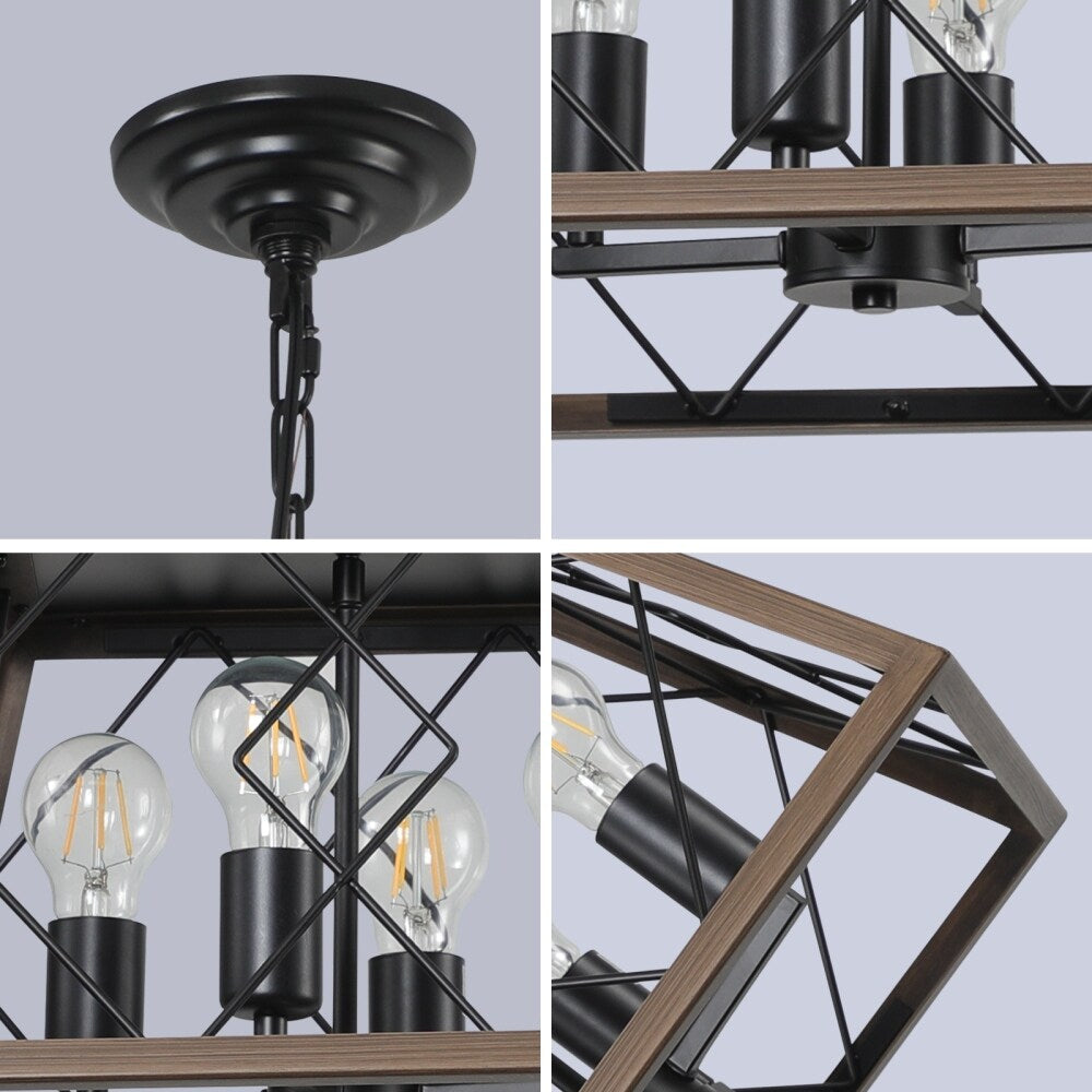 Luminaires à suspension à 4 lumières, style ferme, avec gradation, pour salle à manger, ampoules non incluses.