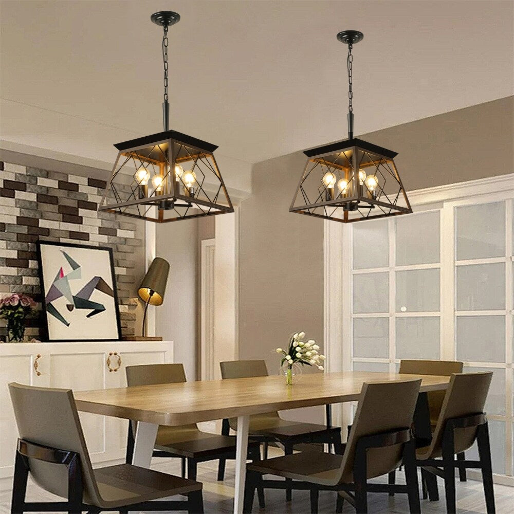 Luminaires à suspension à 4 lumières, style ferme, avec gradation, pour salle à manger, ampoules non incluses.