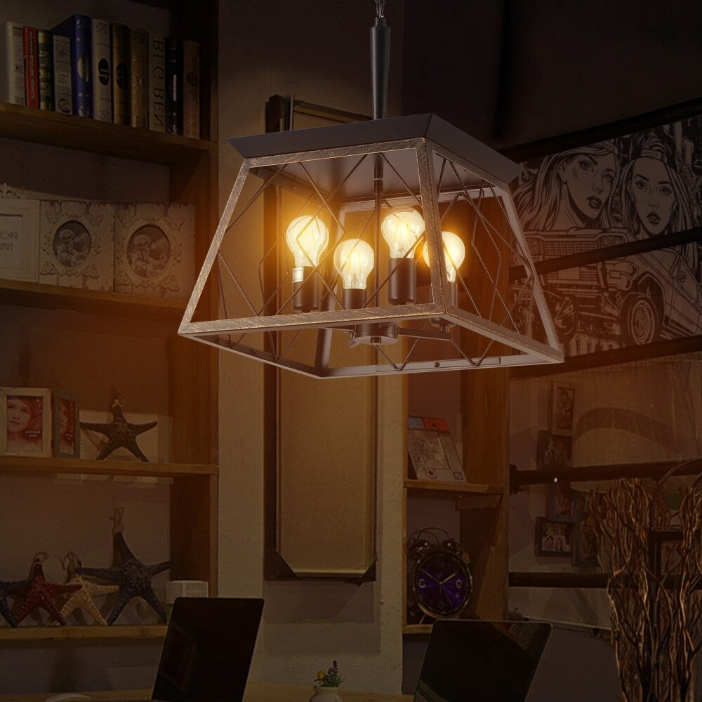 Luminaires à suspension à 4 lumières, style ferme, avec gradation, pour salle à manger, ampoules non incluses.
