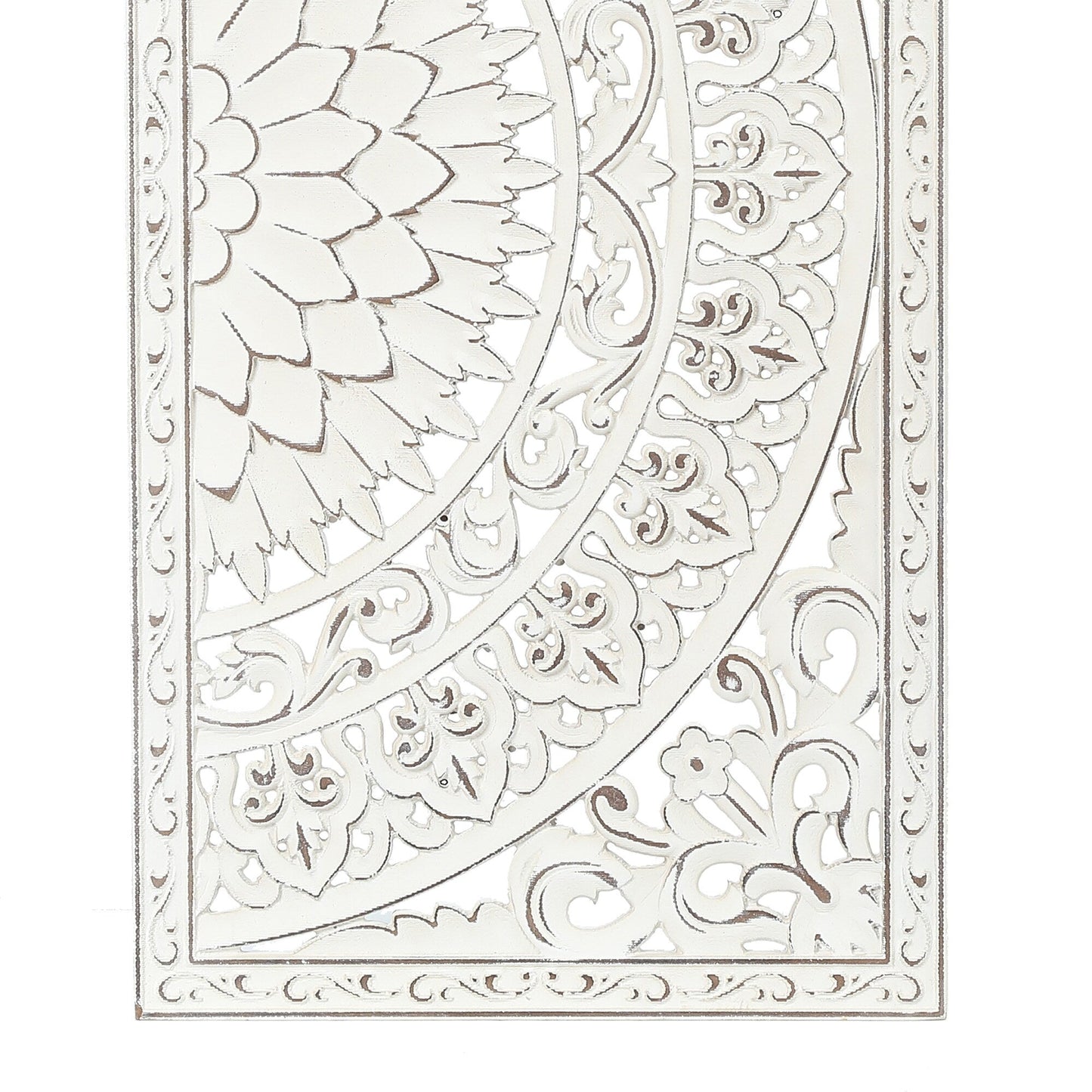Décoration murale en bois blanc ivoire vieilli avec accents noirs (lot de 2)