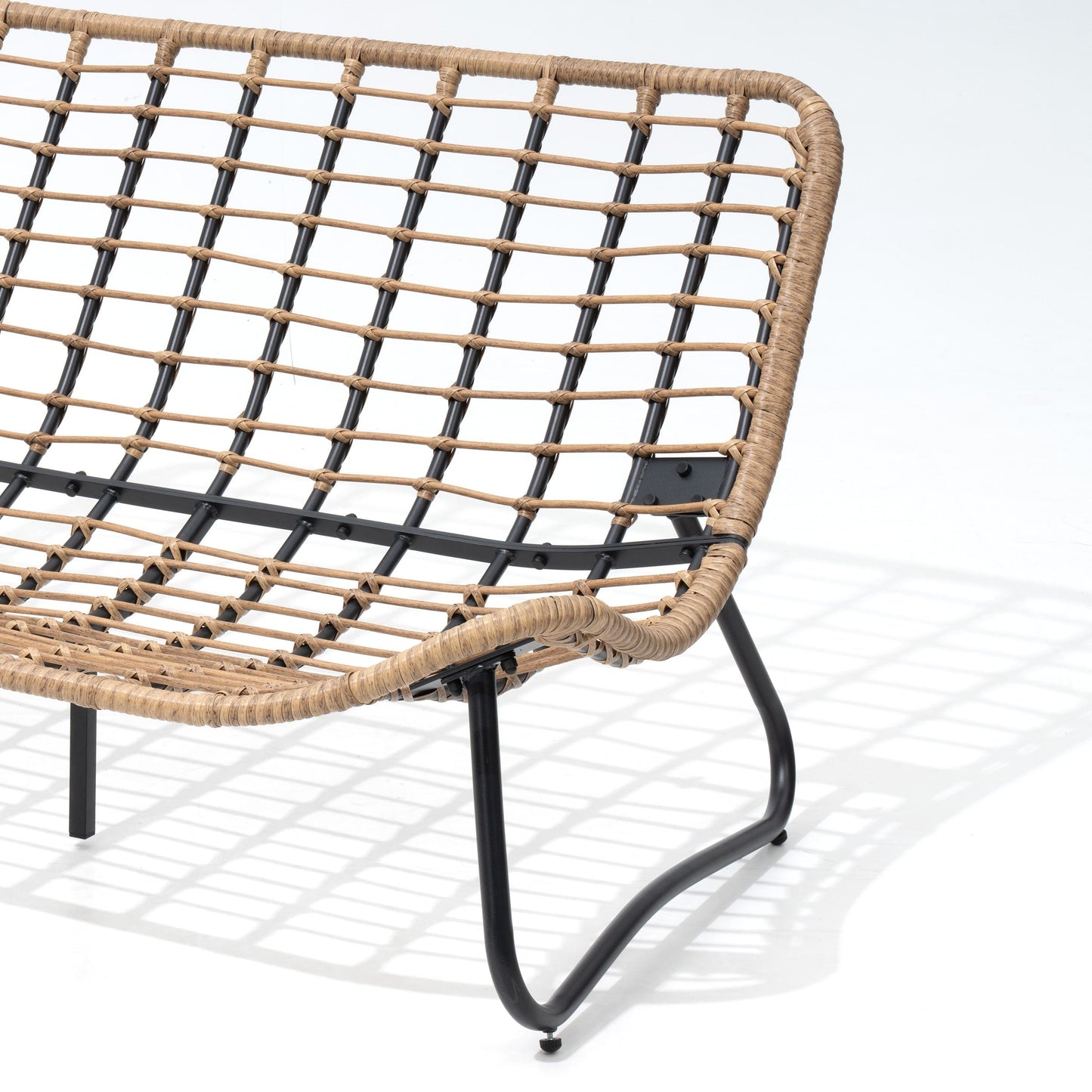 Fauteuil Papasan double avec coussin, en rotin PE résistant aux intempéries et cadre en métal, pour intérieur et extérieur.