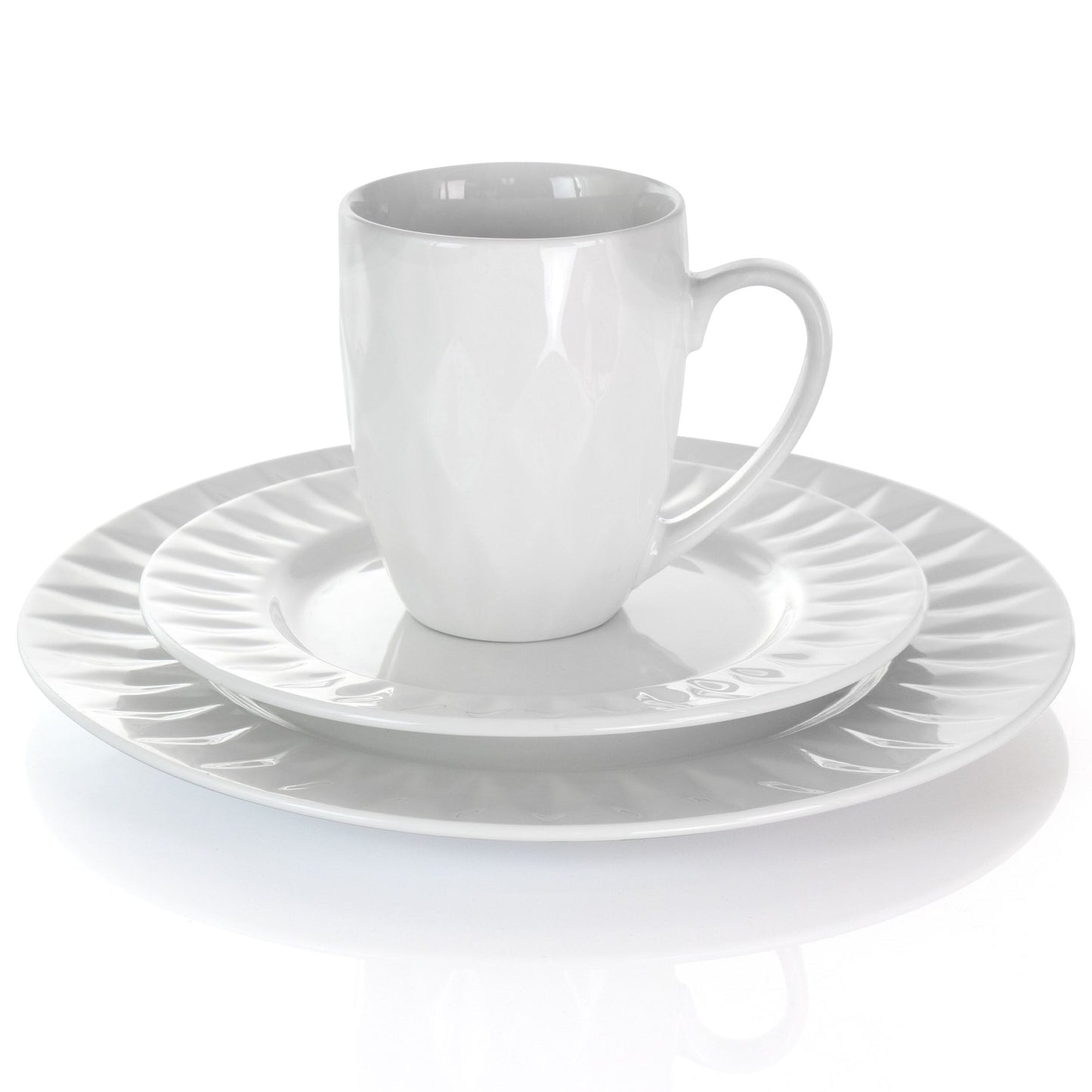 Service de table en grès Elama Sienna, 18 pièces, blanc