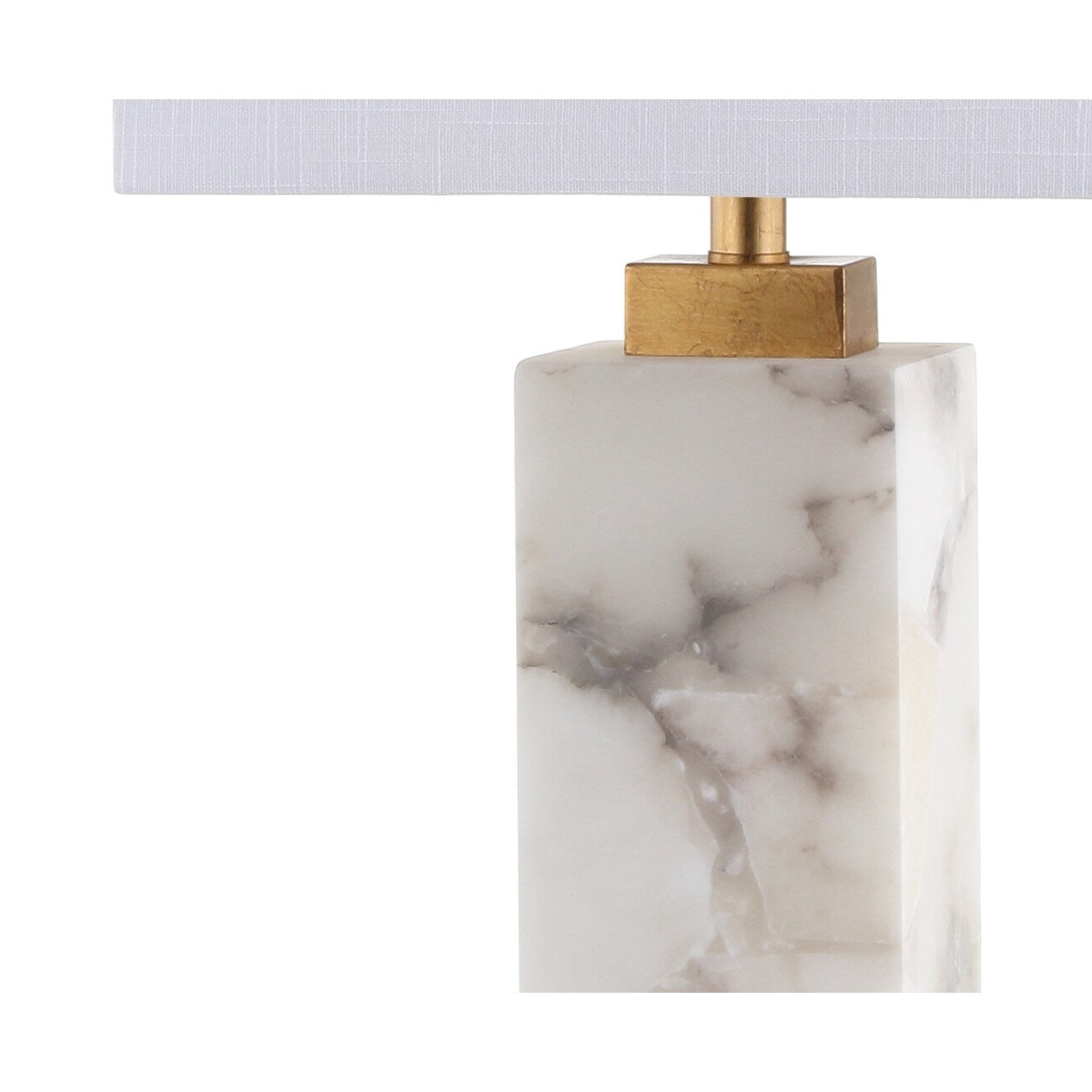Lampe de table Eloise en albâtre avec LED, 27,5 pouces, blanc/feuille d'or par JONATHAN Y