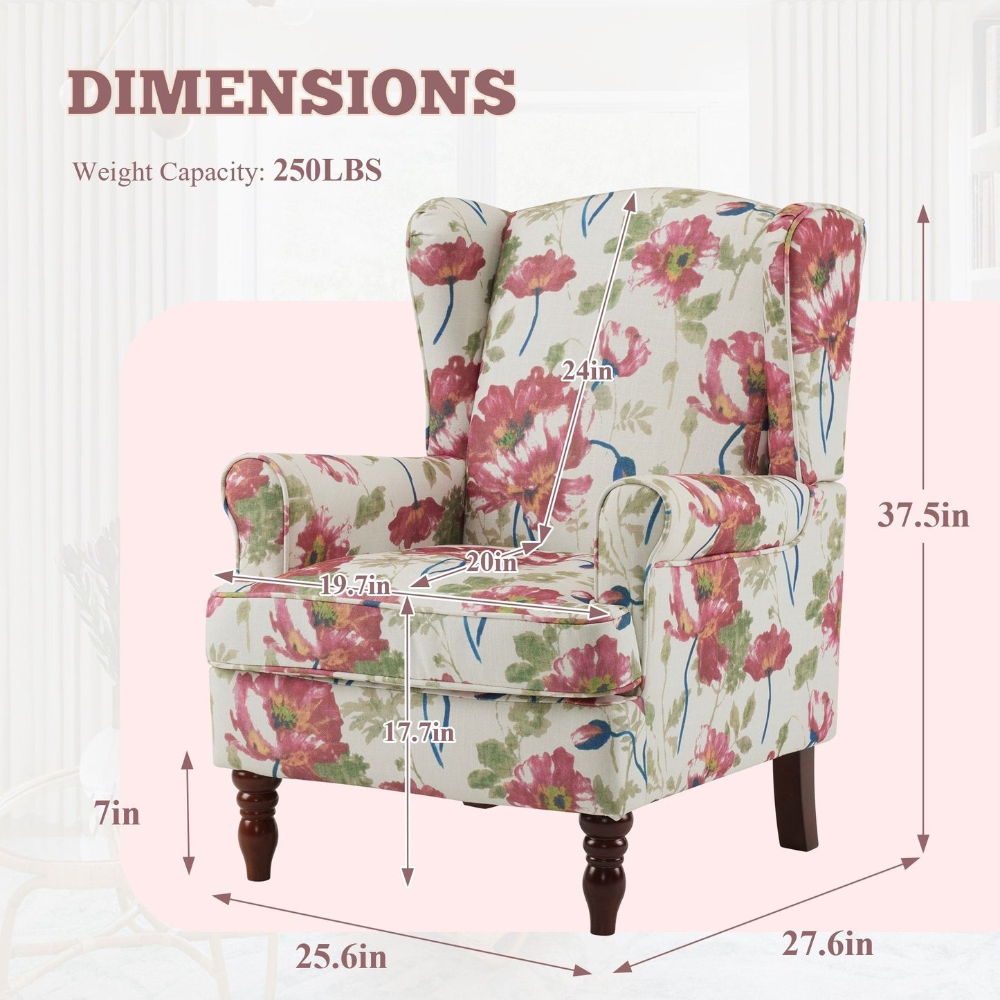 Erommy Fauteuil d'appoint moderne, fauteuil à dossier haut, canapé simple recouvert de tissu avec boutons et pieds en bois pour salon