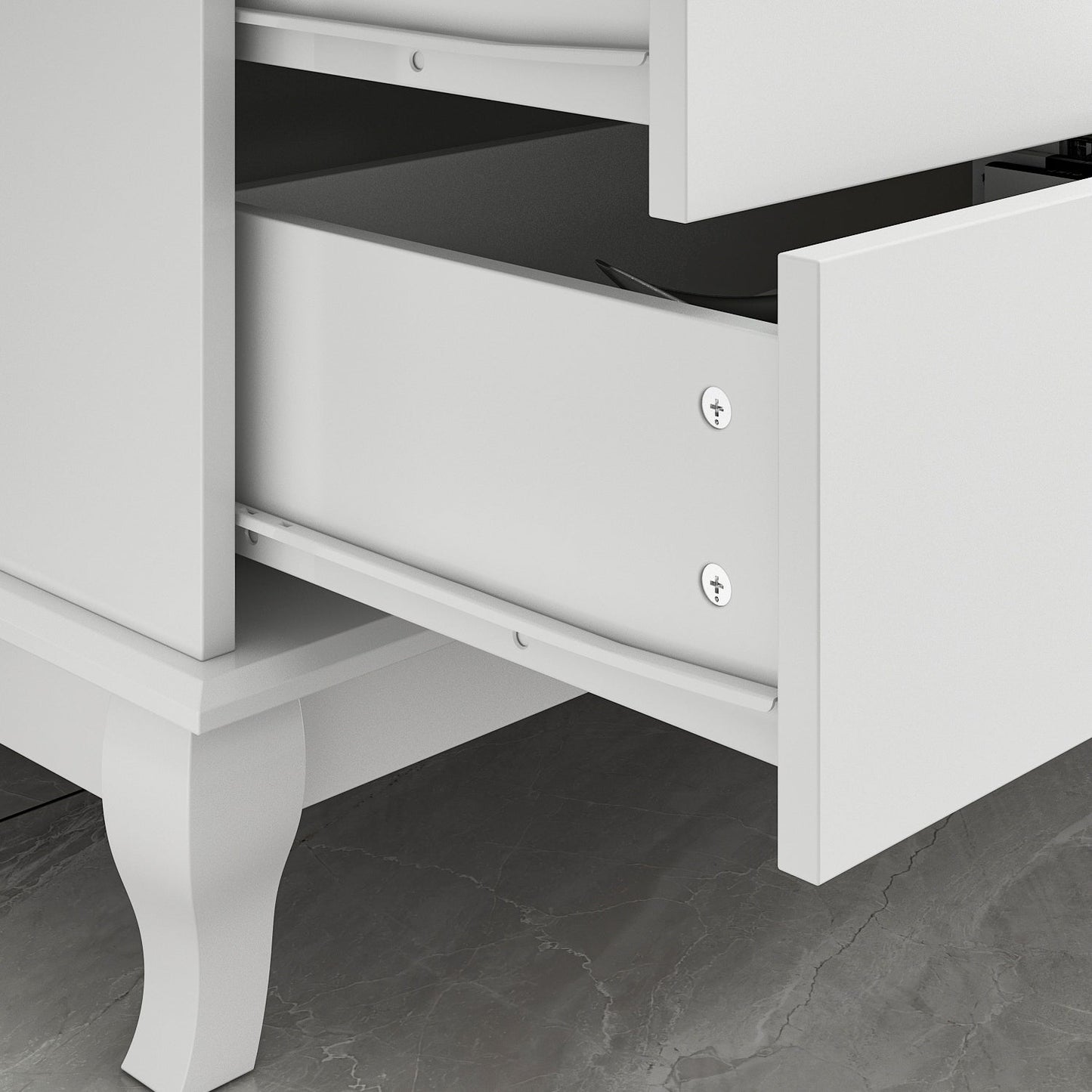 Commode de chambre à coucher double de 135 cm de large avec tiroirs de rangement
