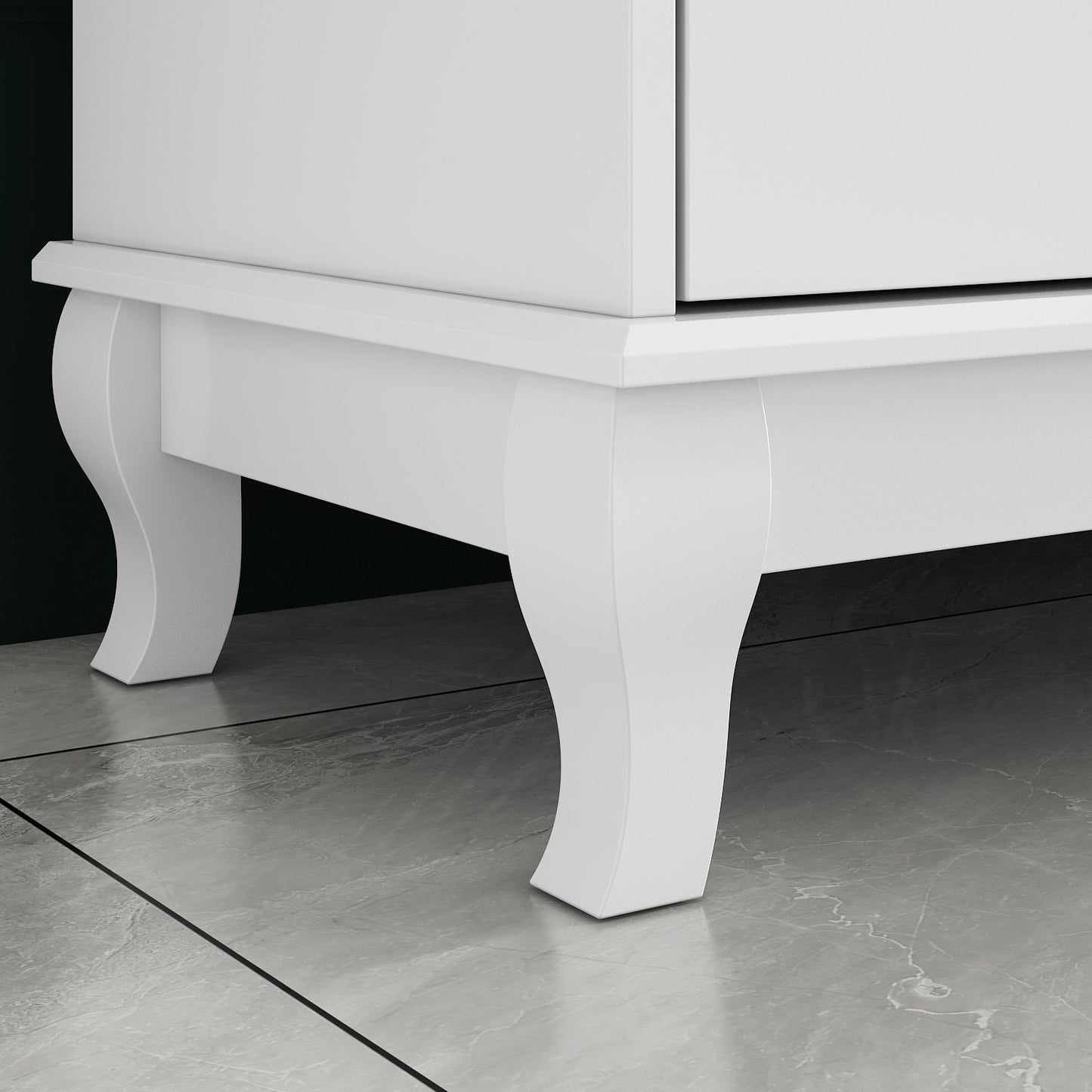 Commode de chambre à coucher double de 135 cm de large avec tiroirs de rangement