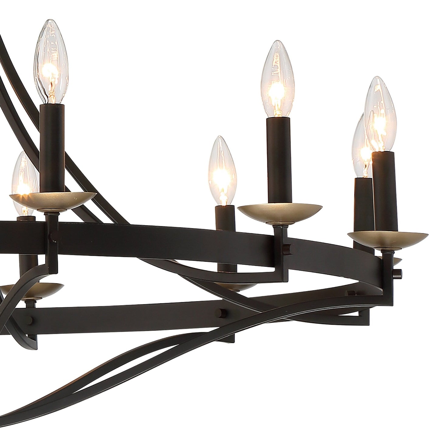 Luminaire à suspension Fidenza à 12 lumières, style ferme moderne, en forme de roue de charrette, avec certification UL - D40'' * H135''