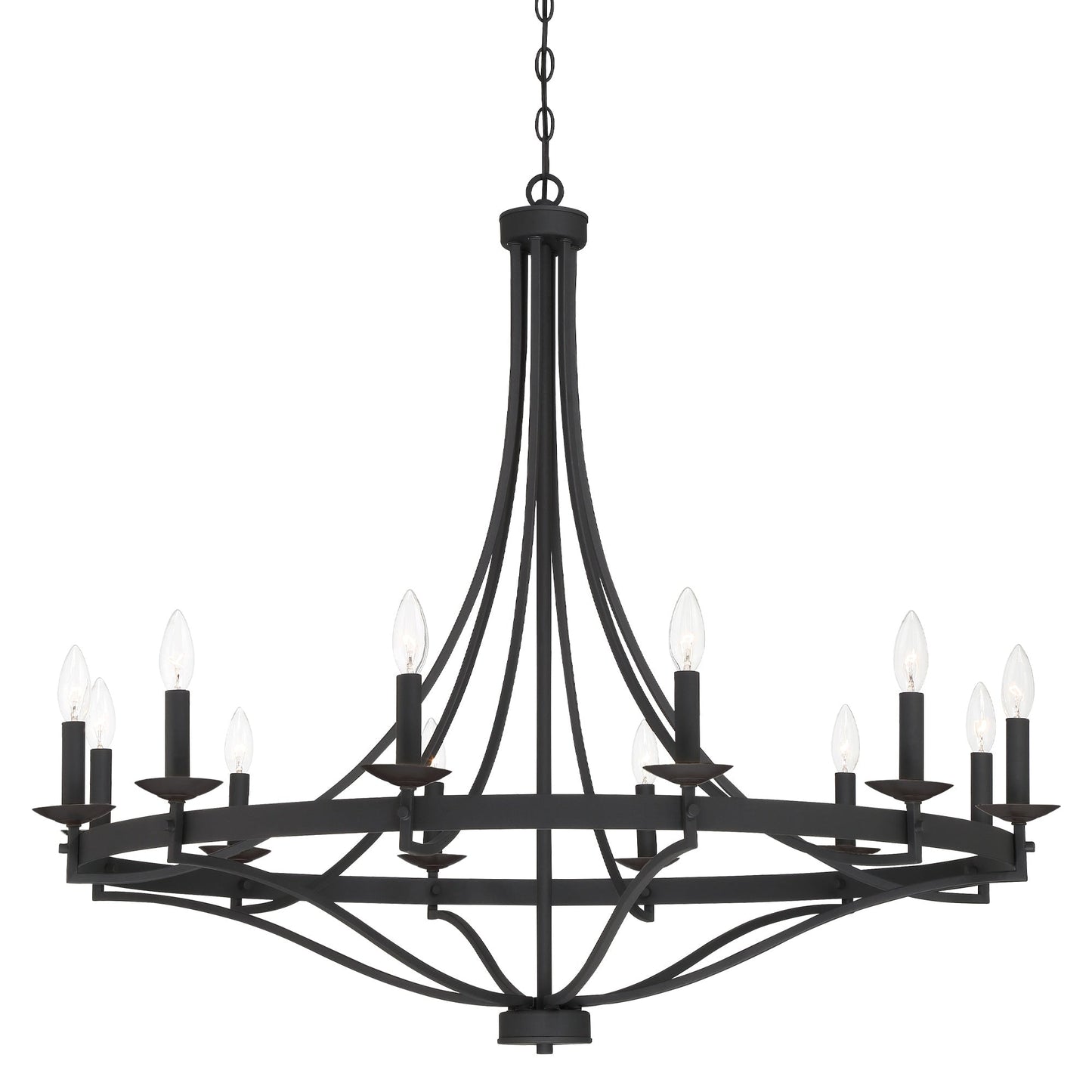 Luminaire à suspension Fidenza à 12 lumières, style ferme moderne, en forme de roue de charrette, avec certification UL - D40'' * H135''