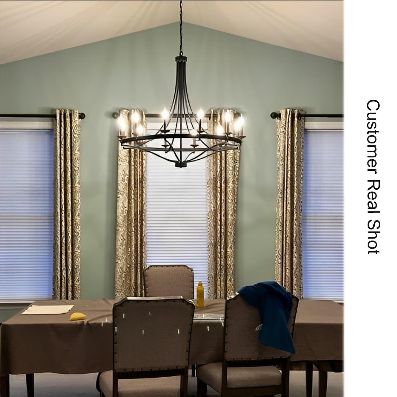 Luminaire à suspension Fidenza à 12 lumières, style ferme moderne, en forme de roue de charrette, avec certification UL - D40'' * H135''