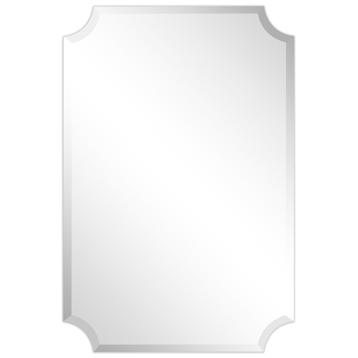 Miroir mural rectangulaire sans cadre, à bords festonnés et biseautés, pour salle de bain, meuble-lavabo, chambre à coucher, bord biseauté de 1 côté - Transparent