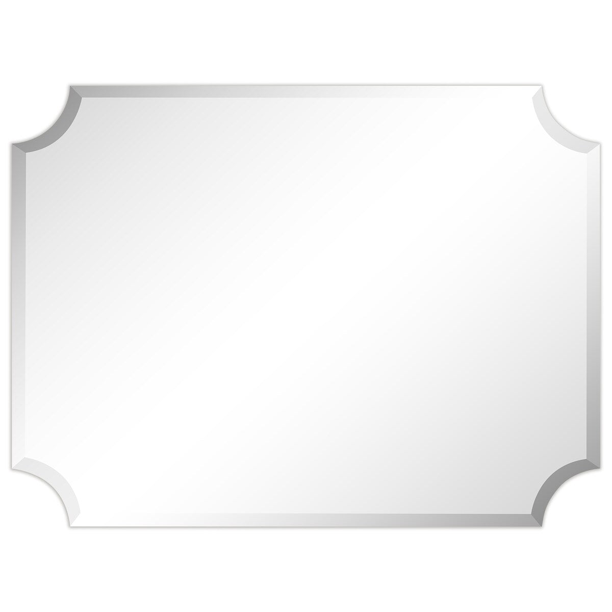 Miroir mural rectangulaire sans cadre, à bords festonnés et biseautés, pour salle de bain, meuble-lavabo, chambre à coucher, bord biseauté de 1 côté - Transparent