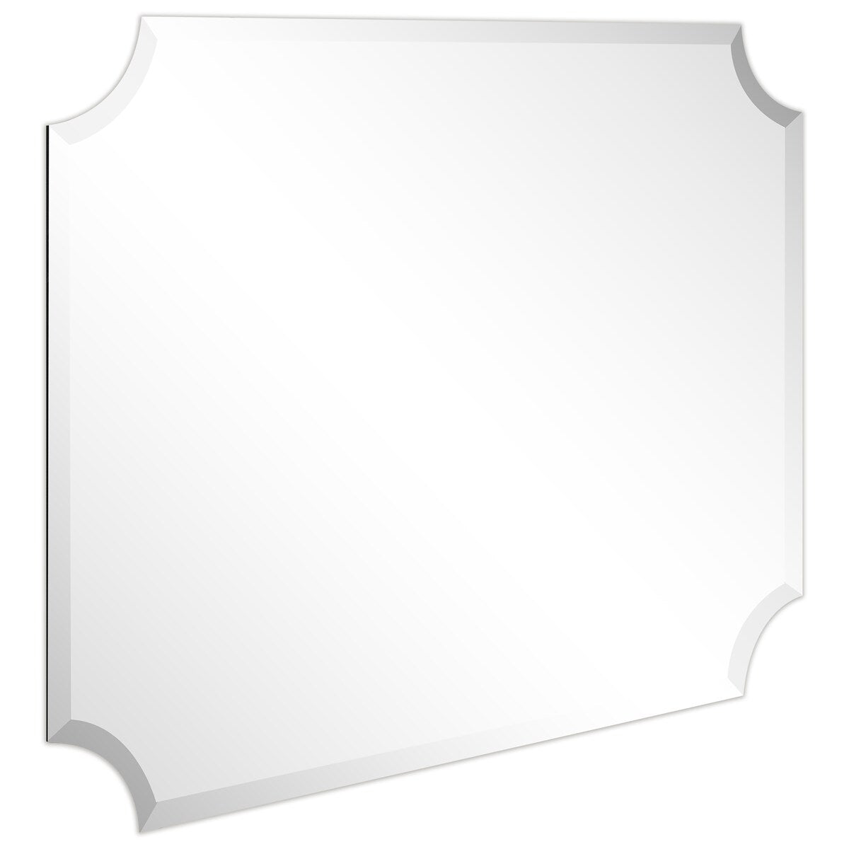 Miroir mural rectangulaire sans cadre, à bords festonnés et biseautés, pour salle de bain, meuble-lavabo, chambre à coucher, bord biseauté de 1 côté - Transparent