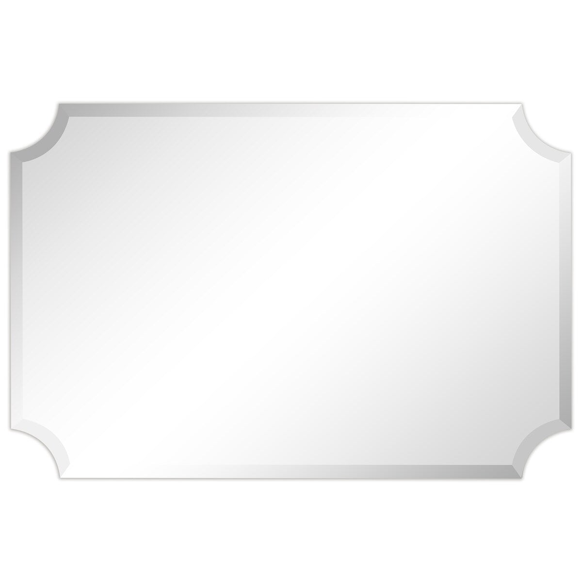 Miroir mural rectangulaire sans cadre, à bords festonnés et biseautés, pour salle de bain, meuble-lavabo, chambre à coucher, bord biseauté de 1 côté - Transparent
