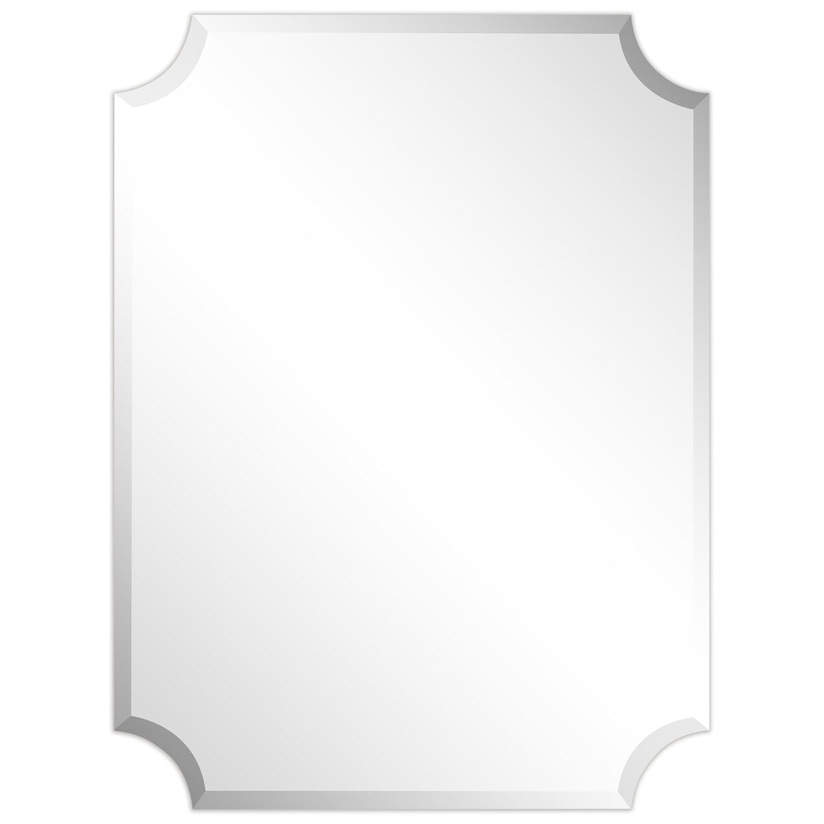 Miroir mural rectangulaire sans cadre, à bords festonnés et biseautés, pour salle de bain, meuble-lavabo, chambre à coucher, bord biseauté de 1 côté - Transparent
