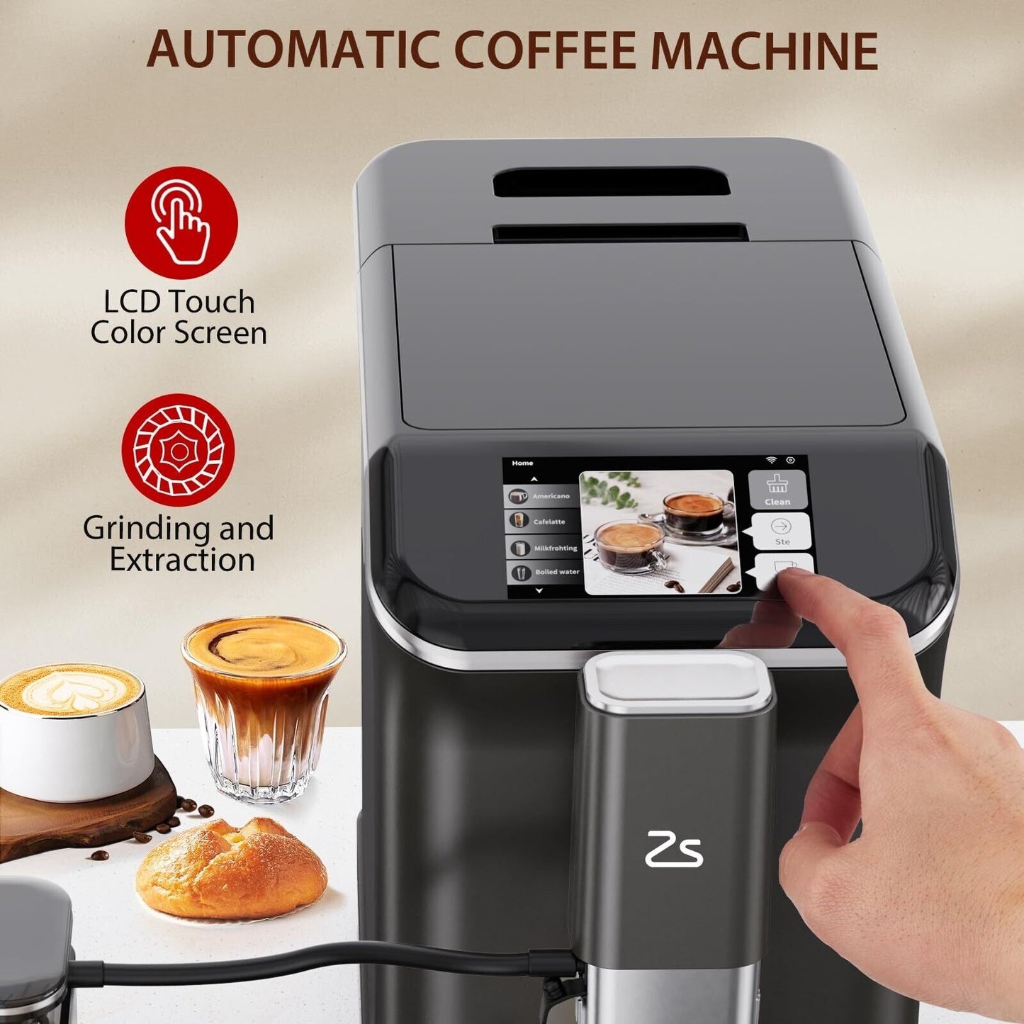 Machine à expresso entièrement automatique avec mousseur de lait automatique