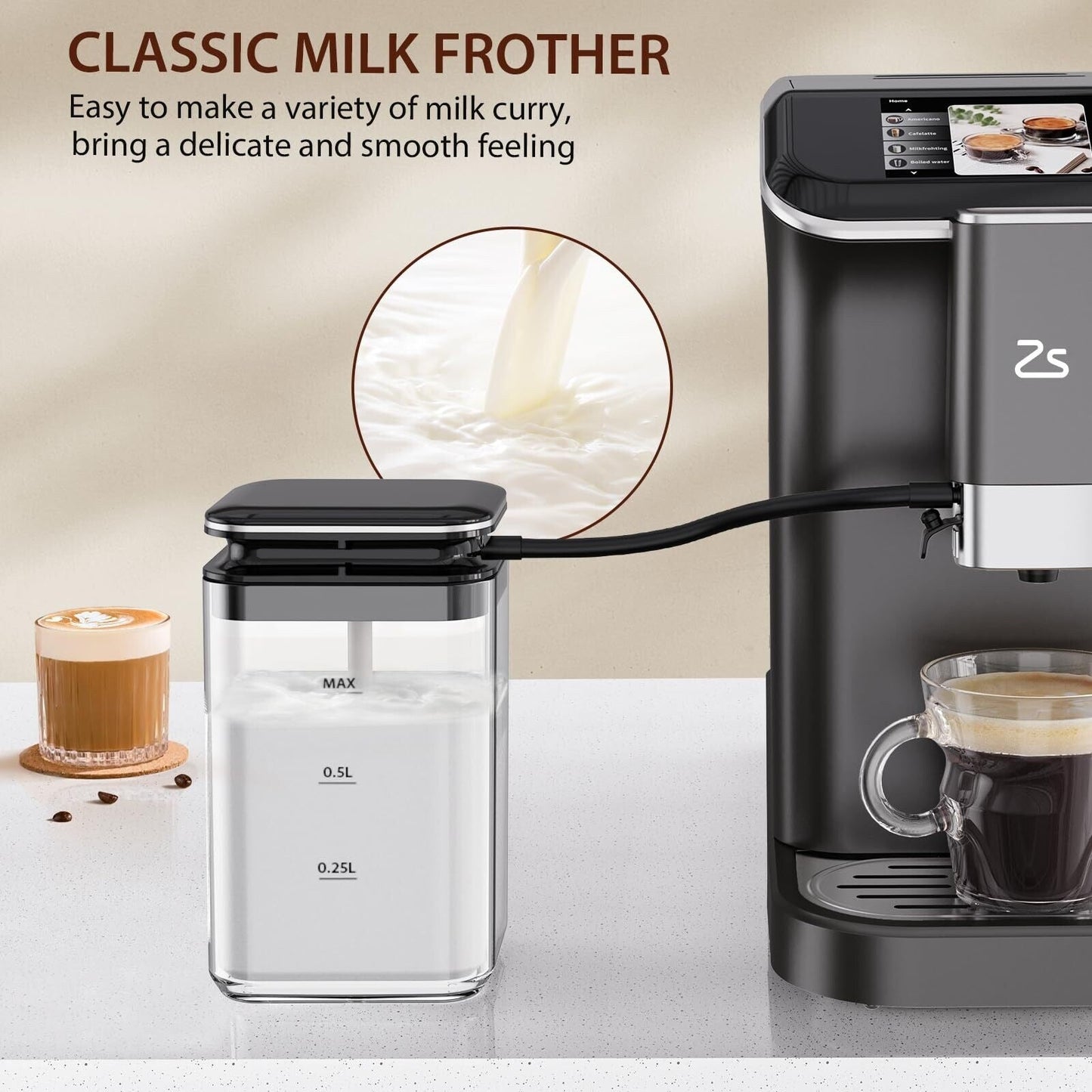 Machine à expresso entièrement automatique avec mousseur de lait automatique