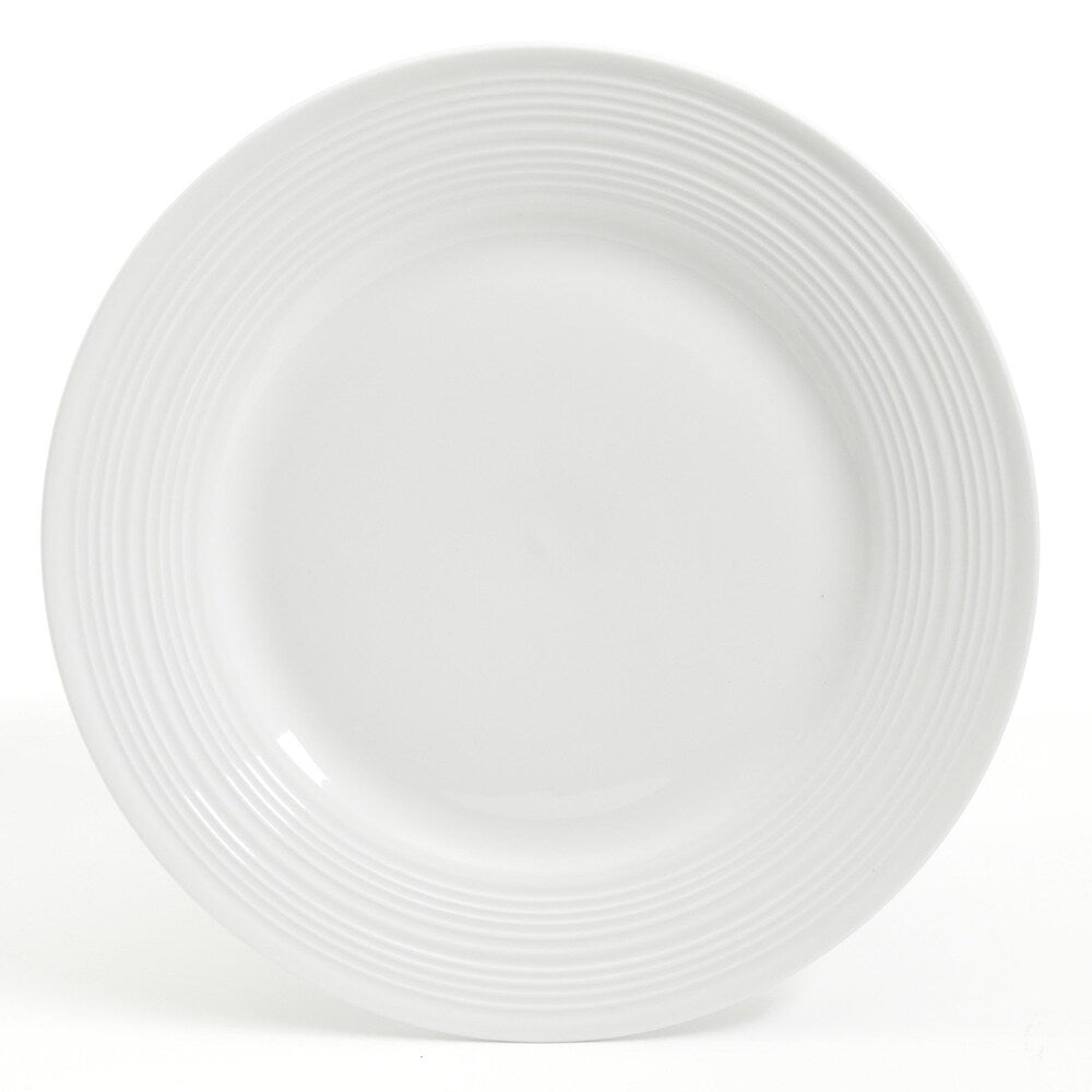 Service de table en céramique Gibson Home Embossed Buffet, 16 pièces, blanc