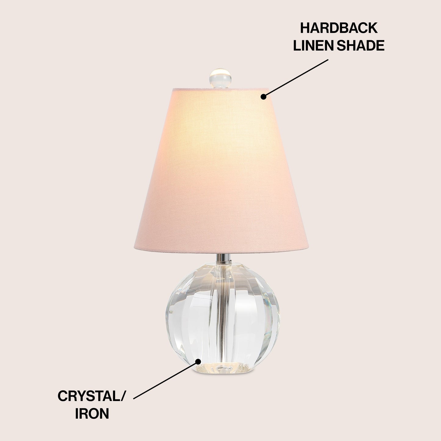 Lampe de table LED Goddard à boule de cristal/métal de 16 pouces, par JONATHAN Y