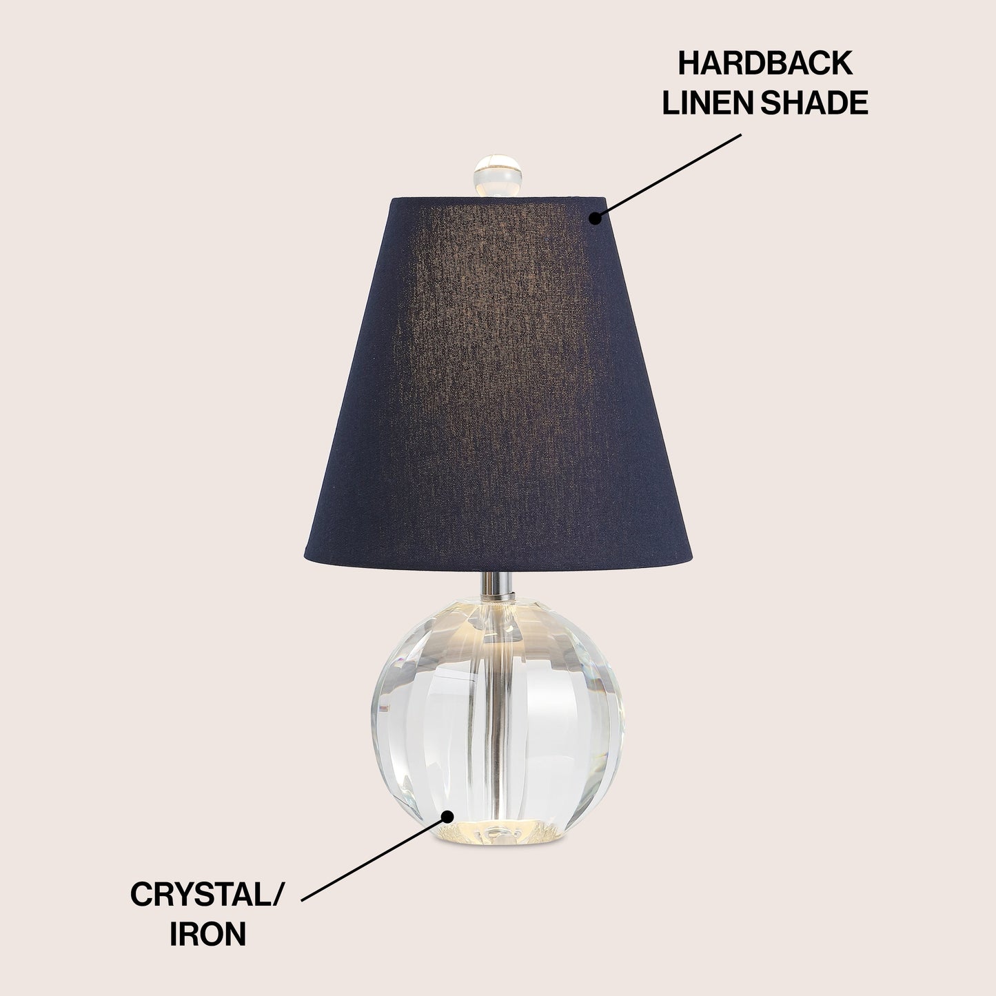 Lampe de table LED Goddard à boule de cristal/métal de 16 pouces, par JONATHAN Y