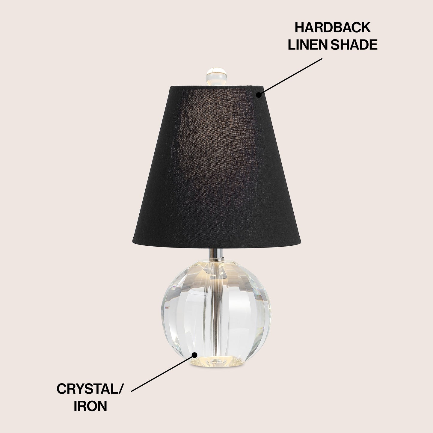 Lampe de table LED Goddard à boule de cristal/métal de 16 pouces, par JONATHAN Y