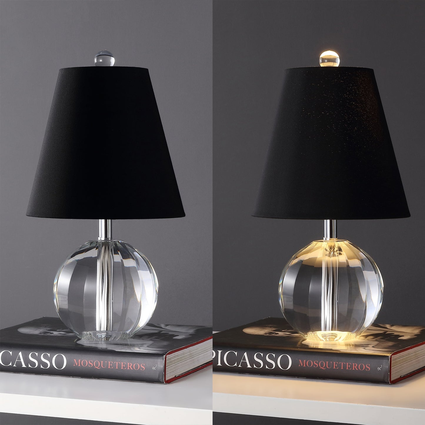 Lampe de table LED Goddard à boule de cristal/métal de 16 pouces, par JONATHAN Y
