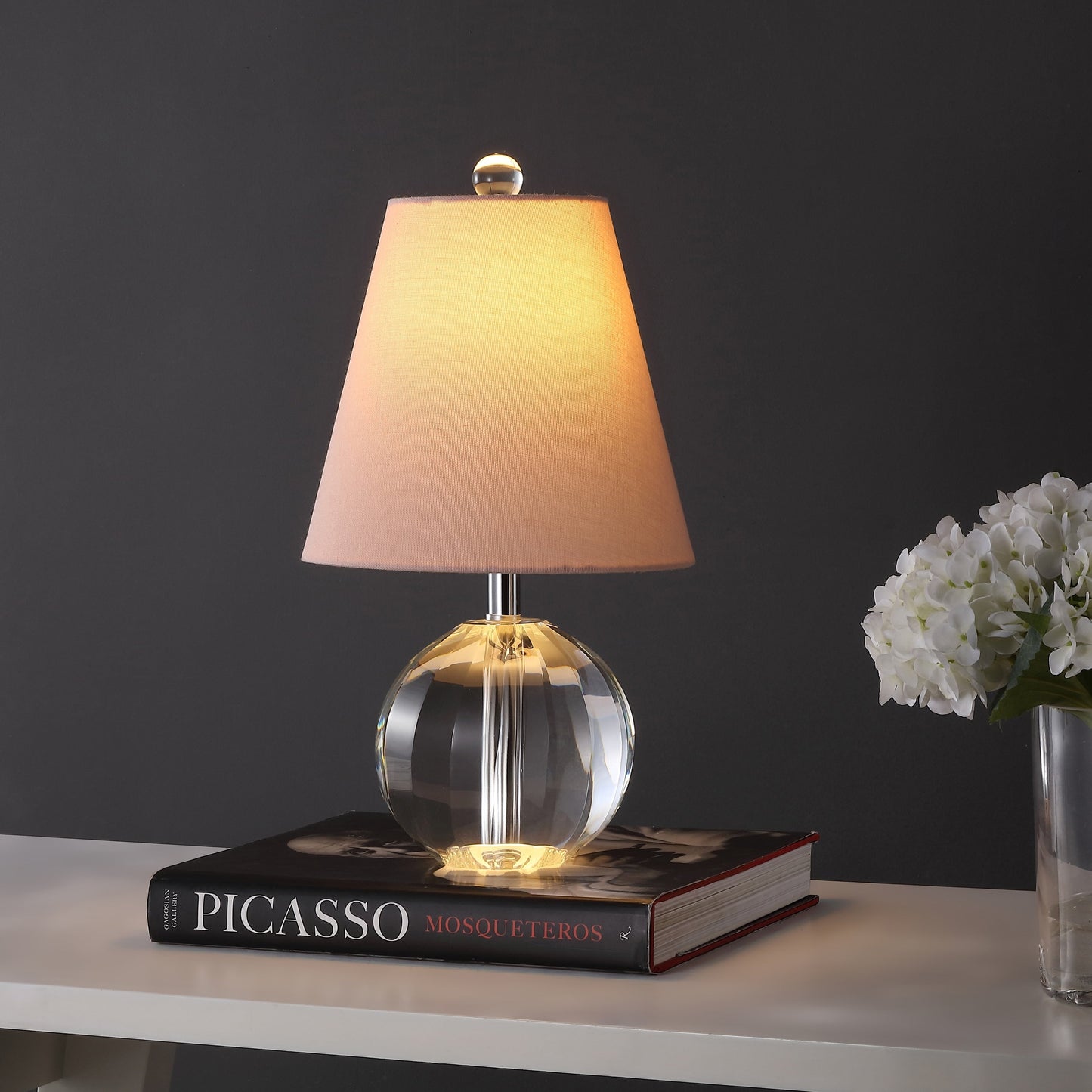 Lampe de table LED Goddard à boule de cristal/métal de 16 pouces, par JONATHAN Y