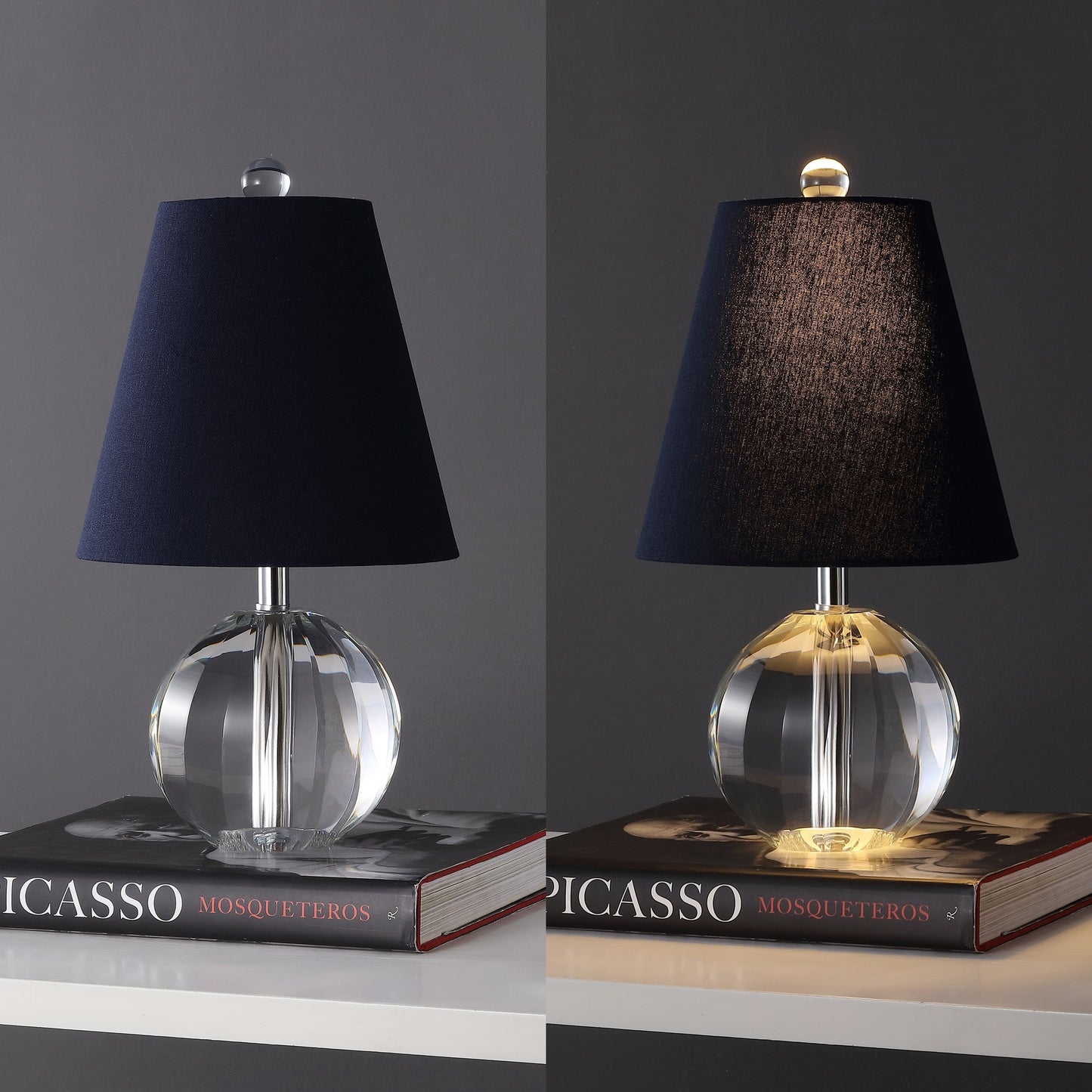 Lampe de table LED Goddard à boule de cristal/métal de 16 pouces, par JONATHAN Y
