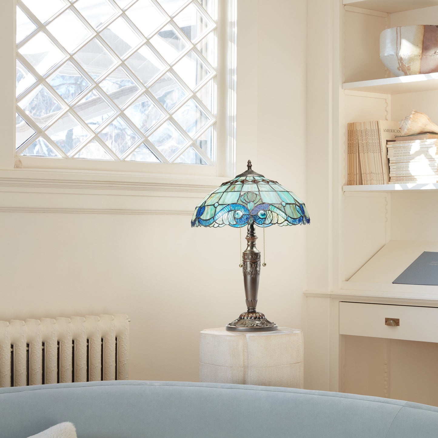 Gracewood Hollow Asdreni Lampe Tiffany en verre dépoli de 50,8 cm - 35,5 L x 35,5 l x 51,5 H (cm)