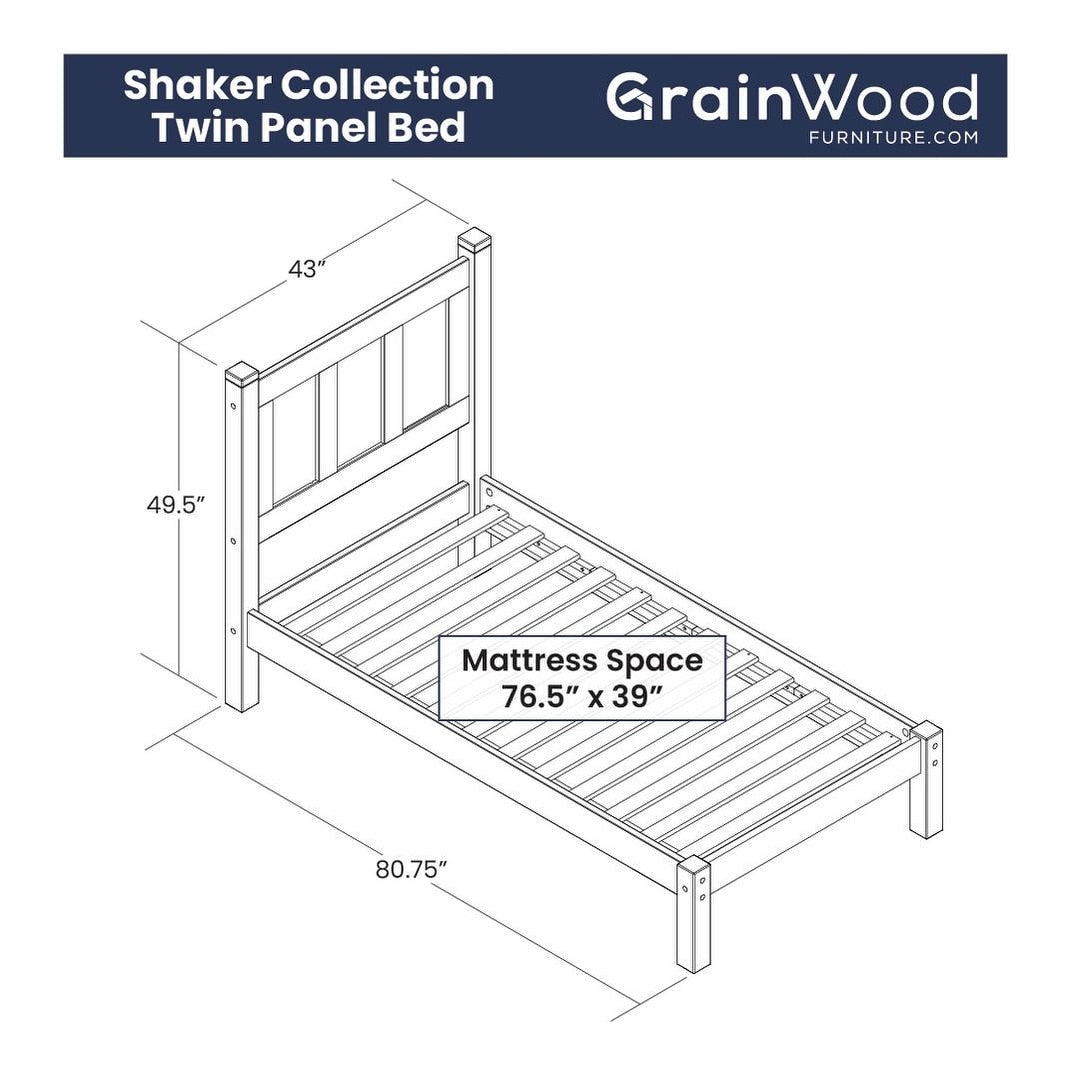 Lit-plateforme à panneaux en bois massif de style Shaker de Grain Wood Furniture