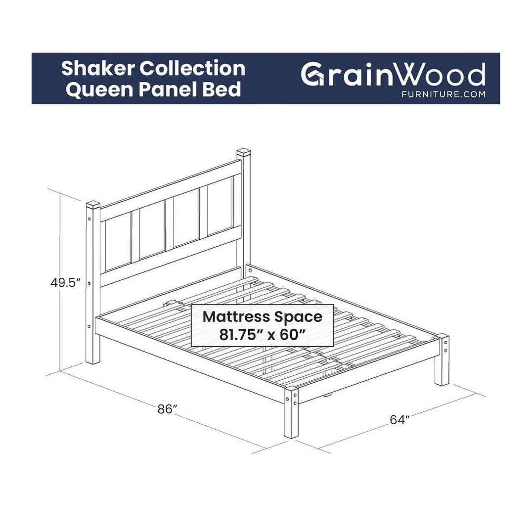 Lit-plateforme à panneaux en bois massif de style Shaker de Grain Wood Furniture
