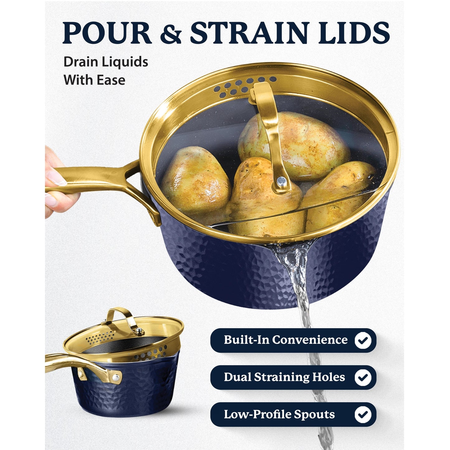 Ensemble de cuisine antiadhésif Granitestone Charleston en 15 pièces, forgé à la main