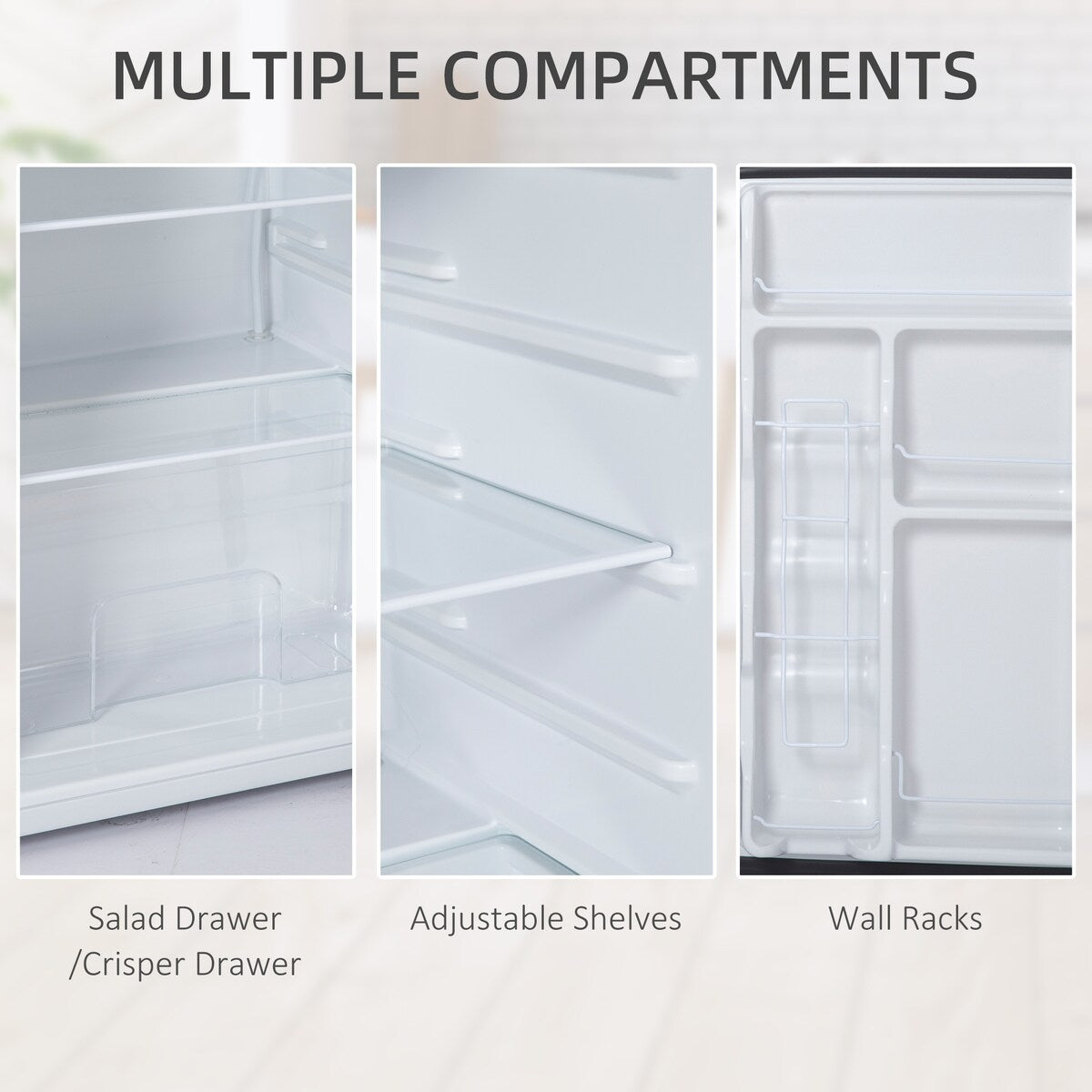 Mini réfrigérateur HOMCOM 3.2 Cu.Ft avec congélateur, réfrigérateur compact à porte simple avec thermostat réglable