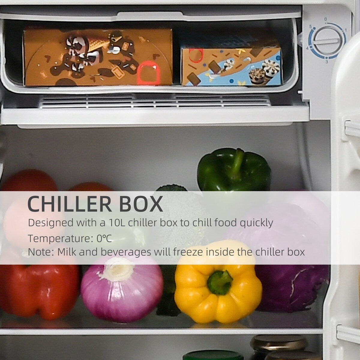 Mini réfrigérateur HOMCOM 3.2 Cu.Ft avec congélateur, réfrigérateur compact à porte simple avec thermostat réglable