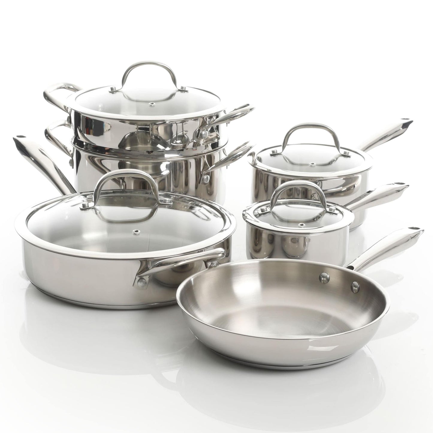 Ensemble de 10 pièces de batterie de cuisine en acier inoxydable de haute qualité