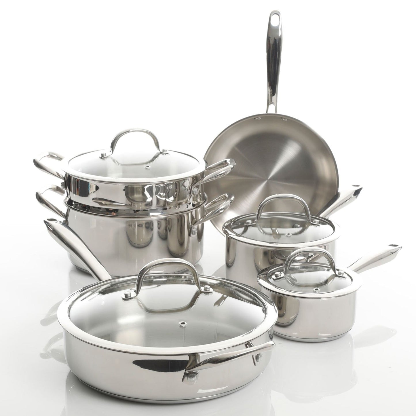 Ensemble de 10 pièces de batterie de cuisine en acier inoxydable de haute qualité