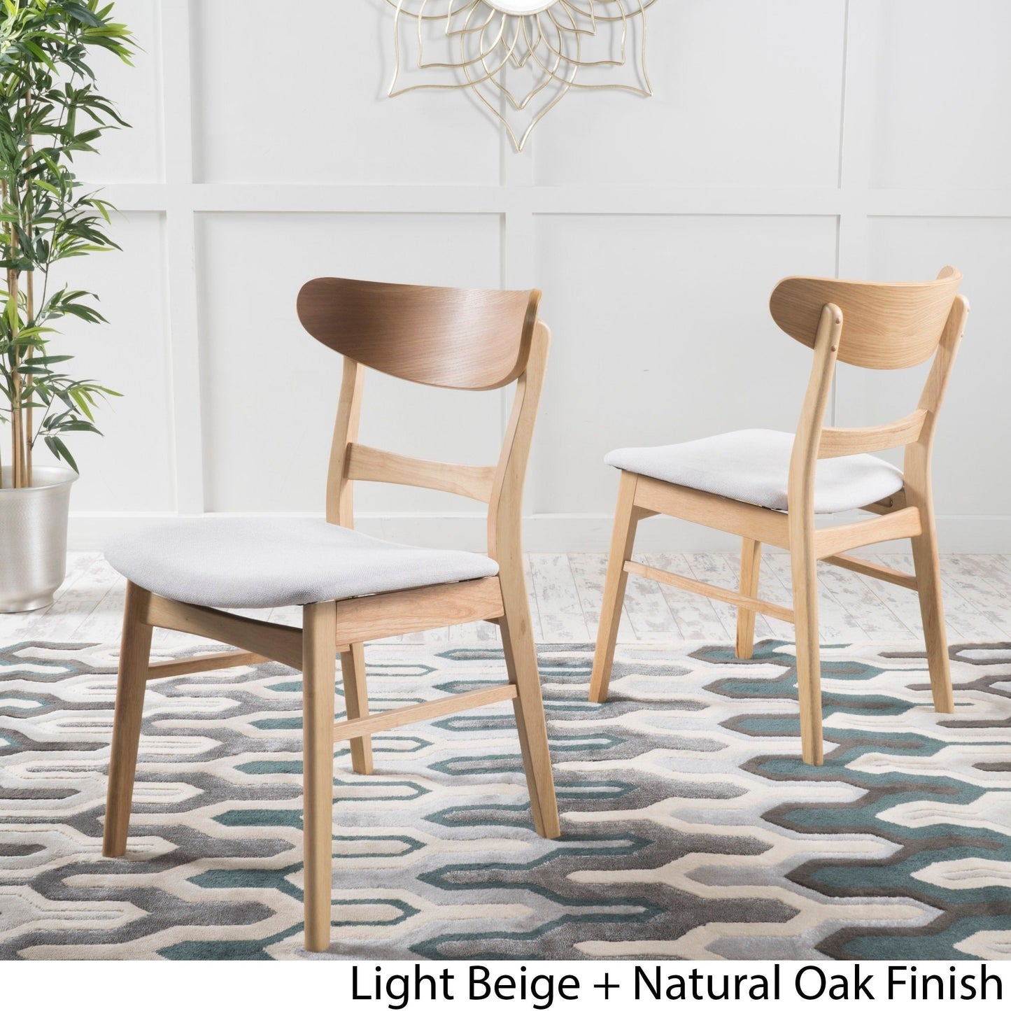 Chaise de salle à manger Abrielle en bois d'acacia rembourré, style moderne du milieu du siècle, par Christopher Knight Home (lot de 2)