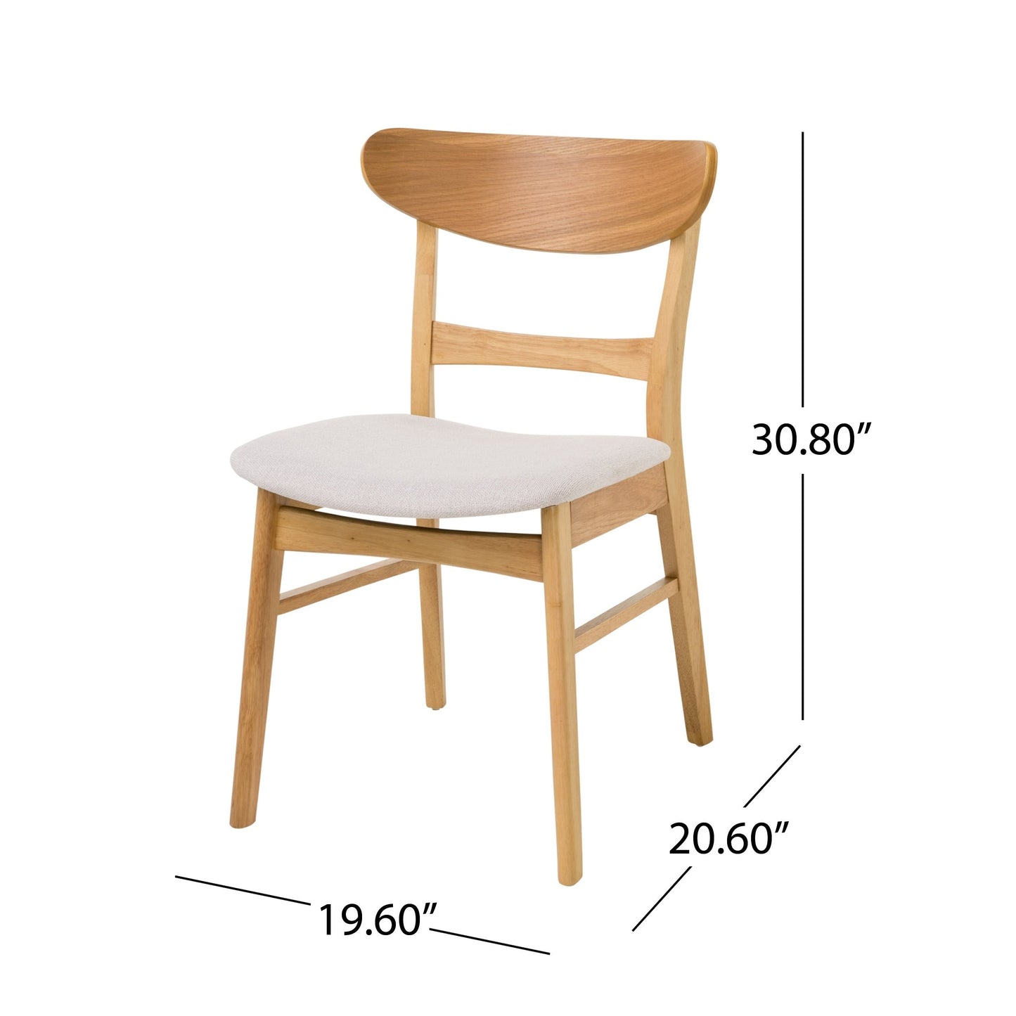 Chaise de salle à manger Abrielle en bois d'acacia rembourré, style moderne du milieu du siècle, par Christopher Knight Home (lot de 2)