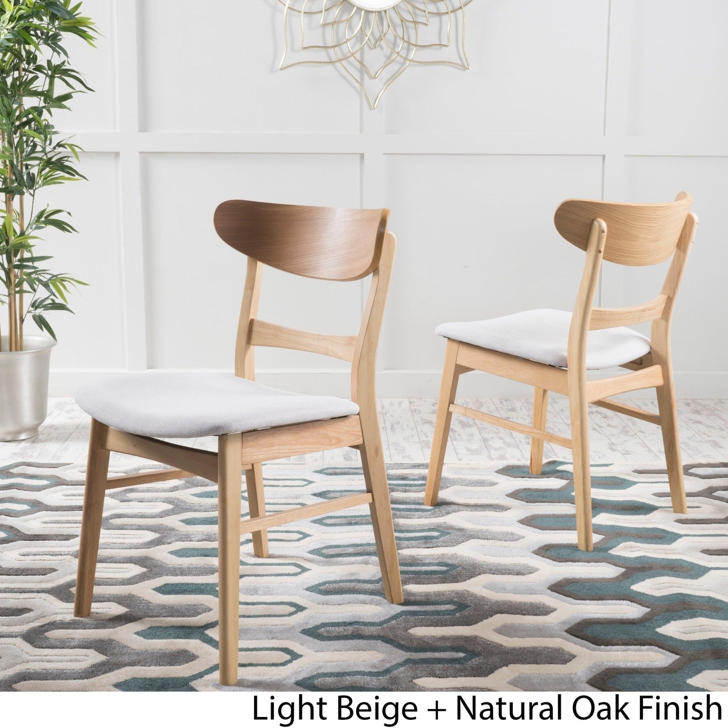 Chaise de salle à manger Abrielle en bois d'acacia rembourré, style moderne du milieu du siècle, par Christopher Knight Home (lot de 2)