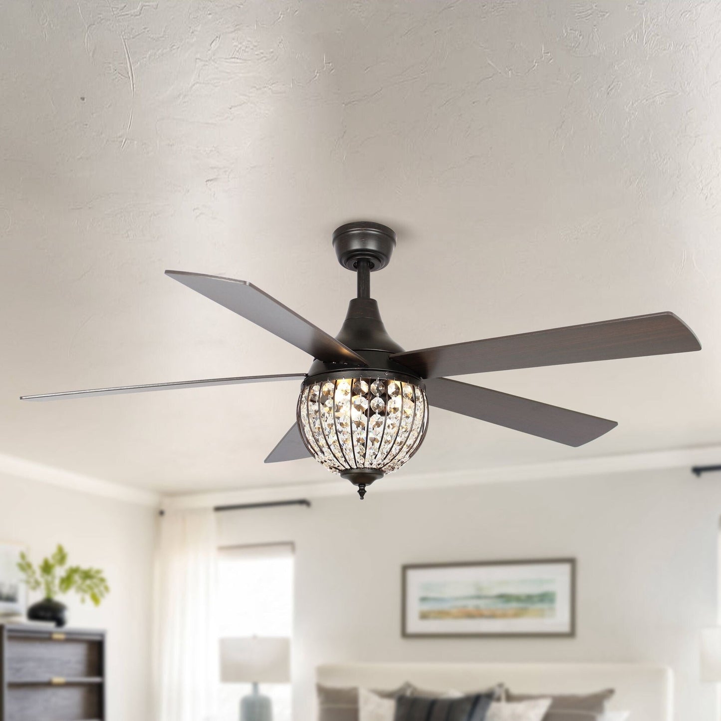 Ventilateur de plafond industriel à 5 pales en bois noir avec télécommande
