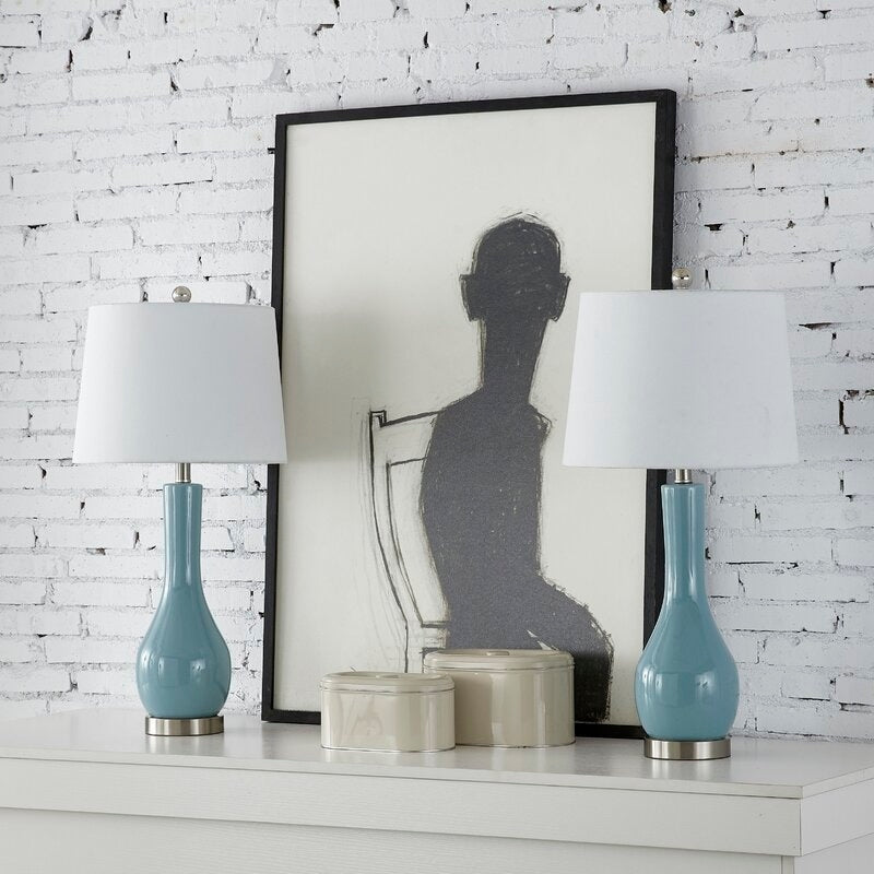 Ensemble de 2 lampes de table en céramique de 28,5 cm avec USB