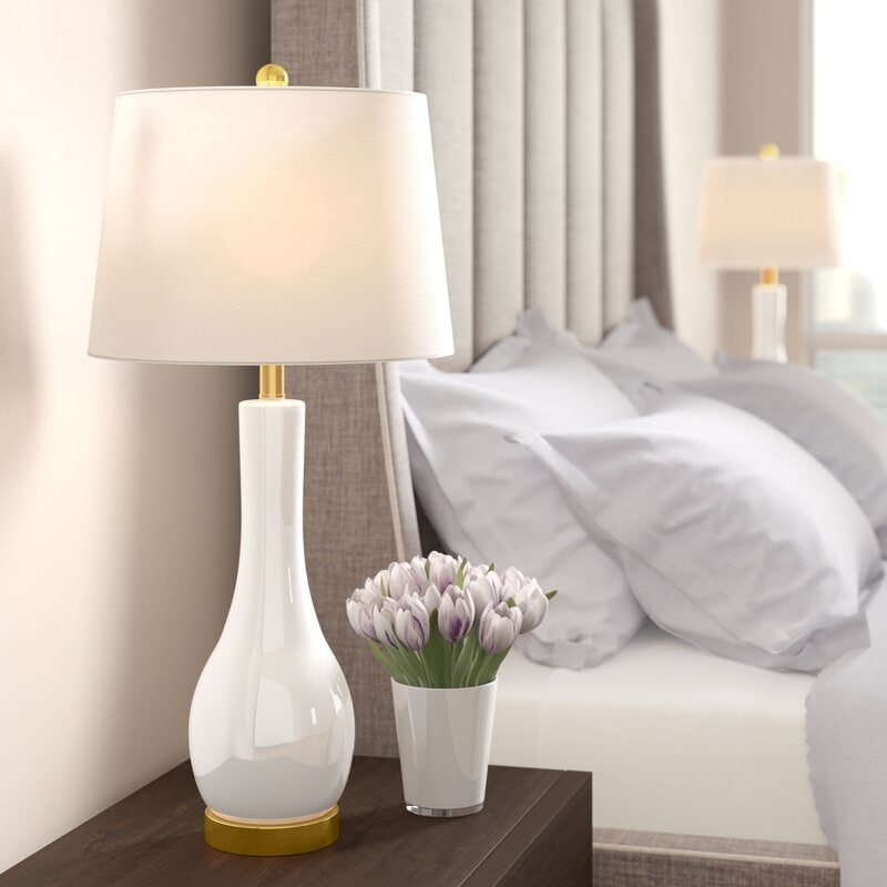Ensemble de 2 lampes de table en céramique de 28,5 cm avec USB
