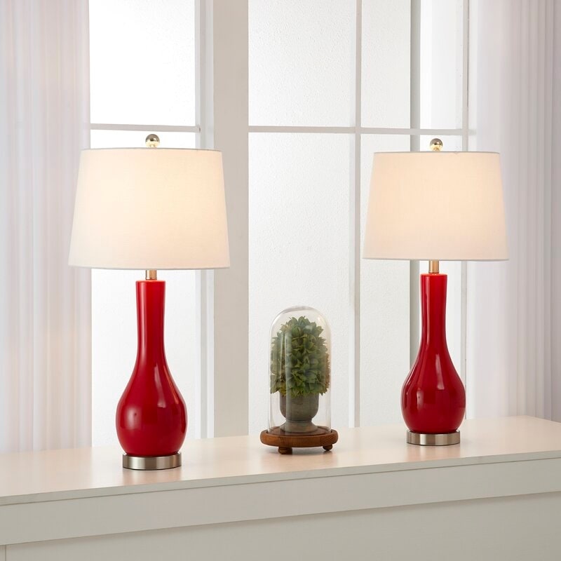 Ensemble de 2 lampes de table en céramique de 28,5 cm avec USB